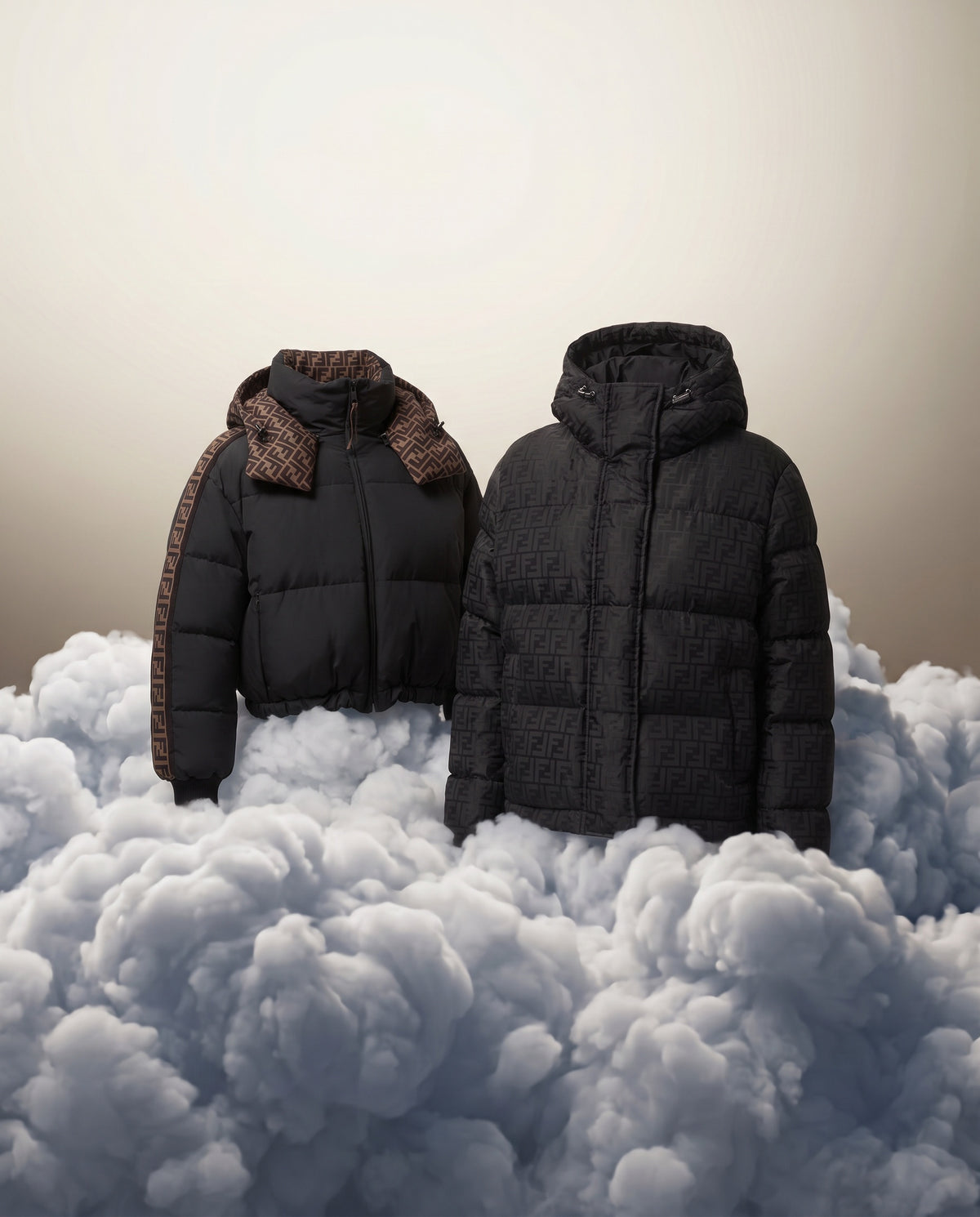 Doudounes Fendi posées sur des nuages