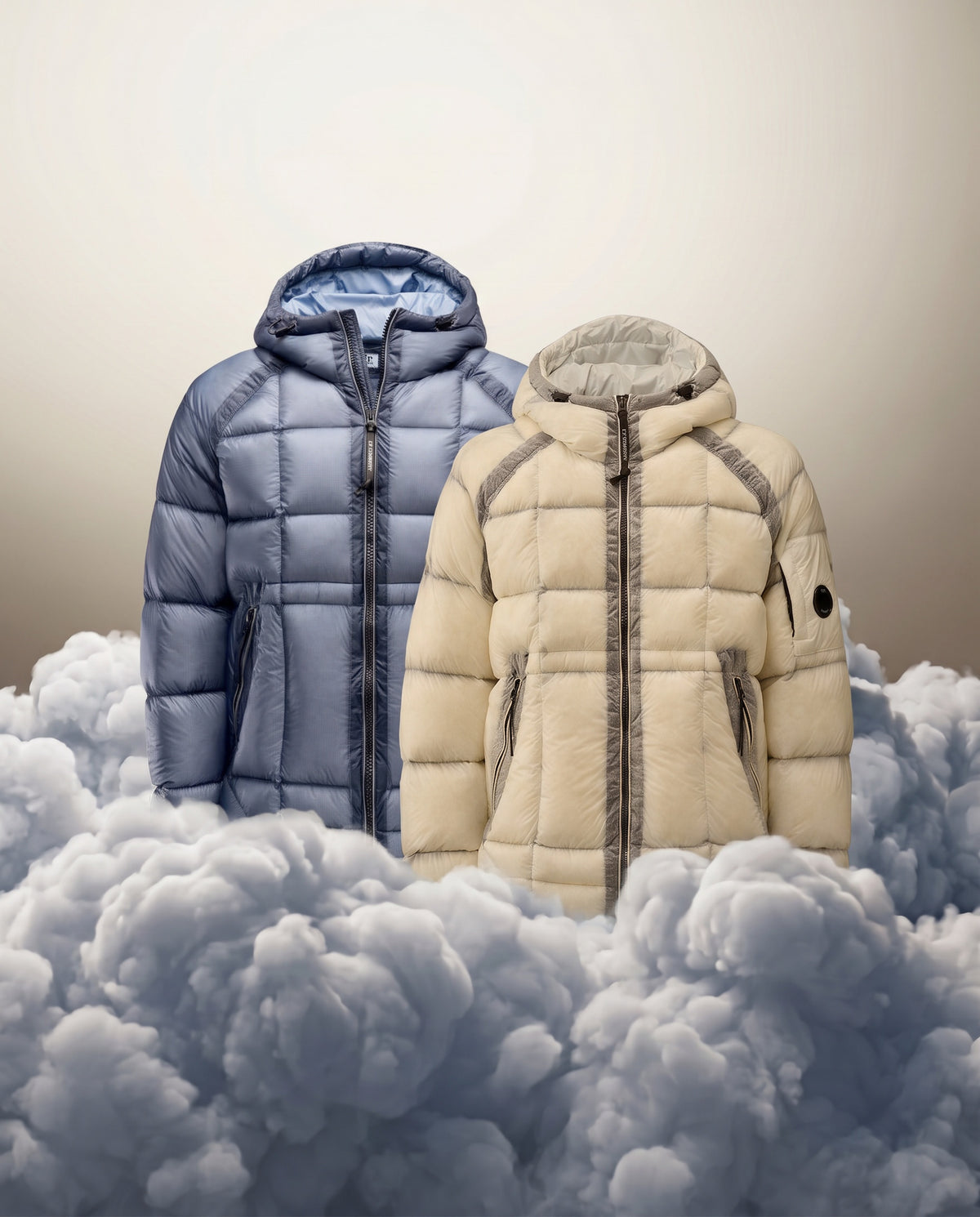 Doudounes CP Company posées sur des nuages