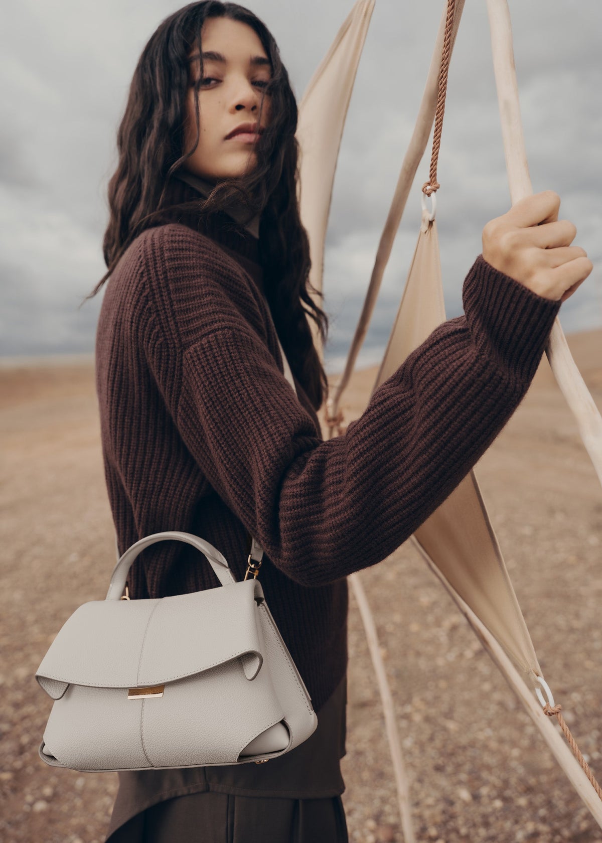 Polène Bag Mokki Mini Grained Chalk