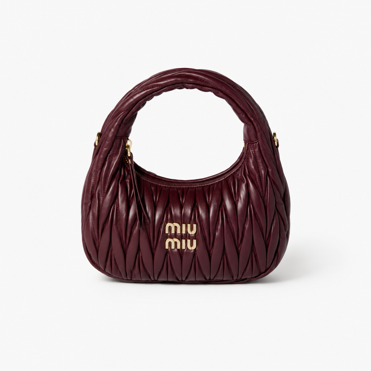 MiuMiu Wander Hobo Bag in Black Quilted Nappa Leather