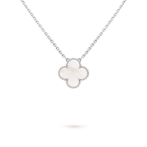 Van Cleef Collier Vintage Alhambra Or Blanc Nacre Blanche