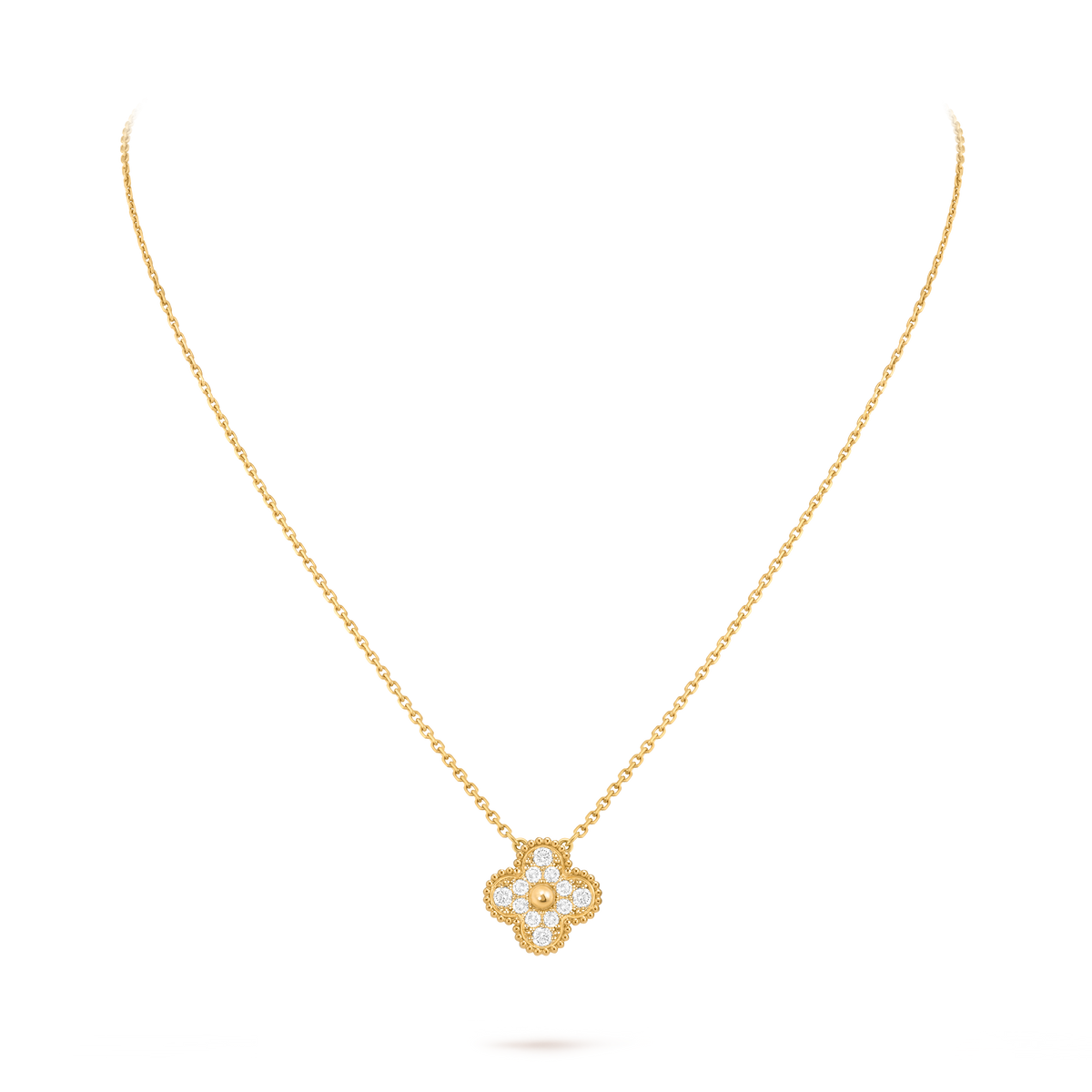 Van Cleef Collier Vintage Alhambra Or Jaune Pavé Diamants