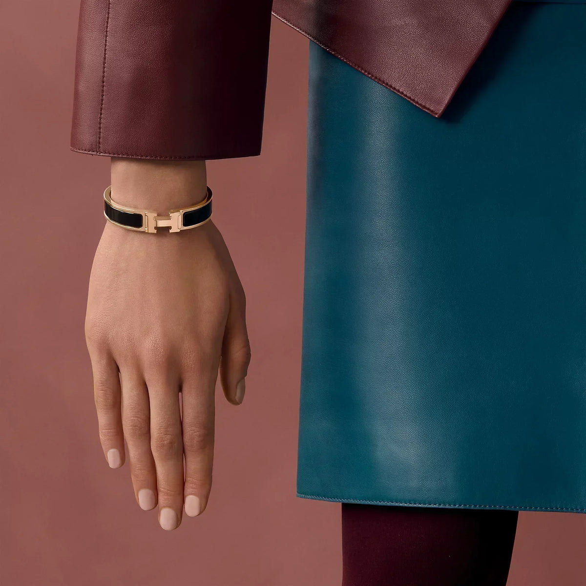 Hermès - Bracelet Clic H Noir Or Rose