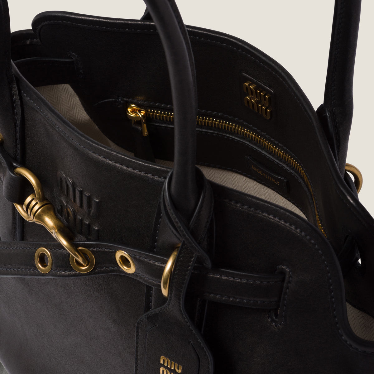 MiuMiu Aventure Bag in Black Nappa Leather