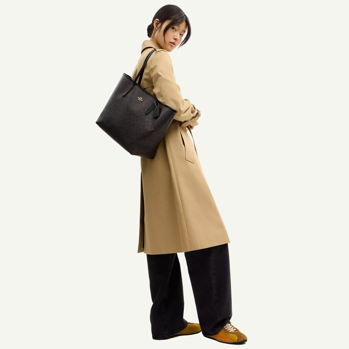 Coach City Tote Bag Black Canvas