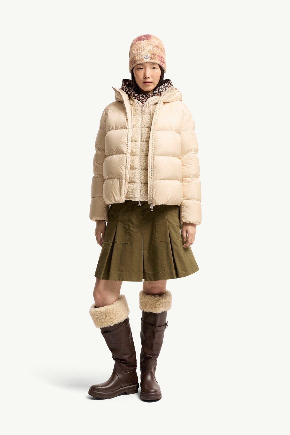 Moncler Feligule Beige Clair · Doudoune courte à capuche