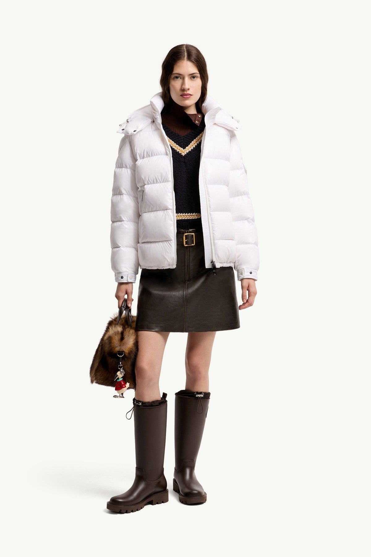 Moncler Maire Blanc Cassé · Doudoune courte à capuche