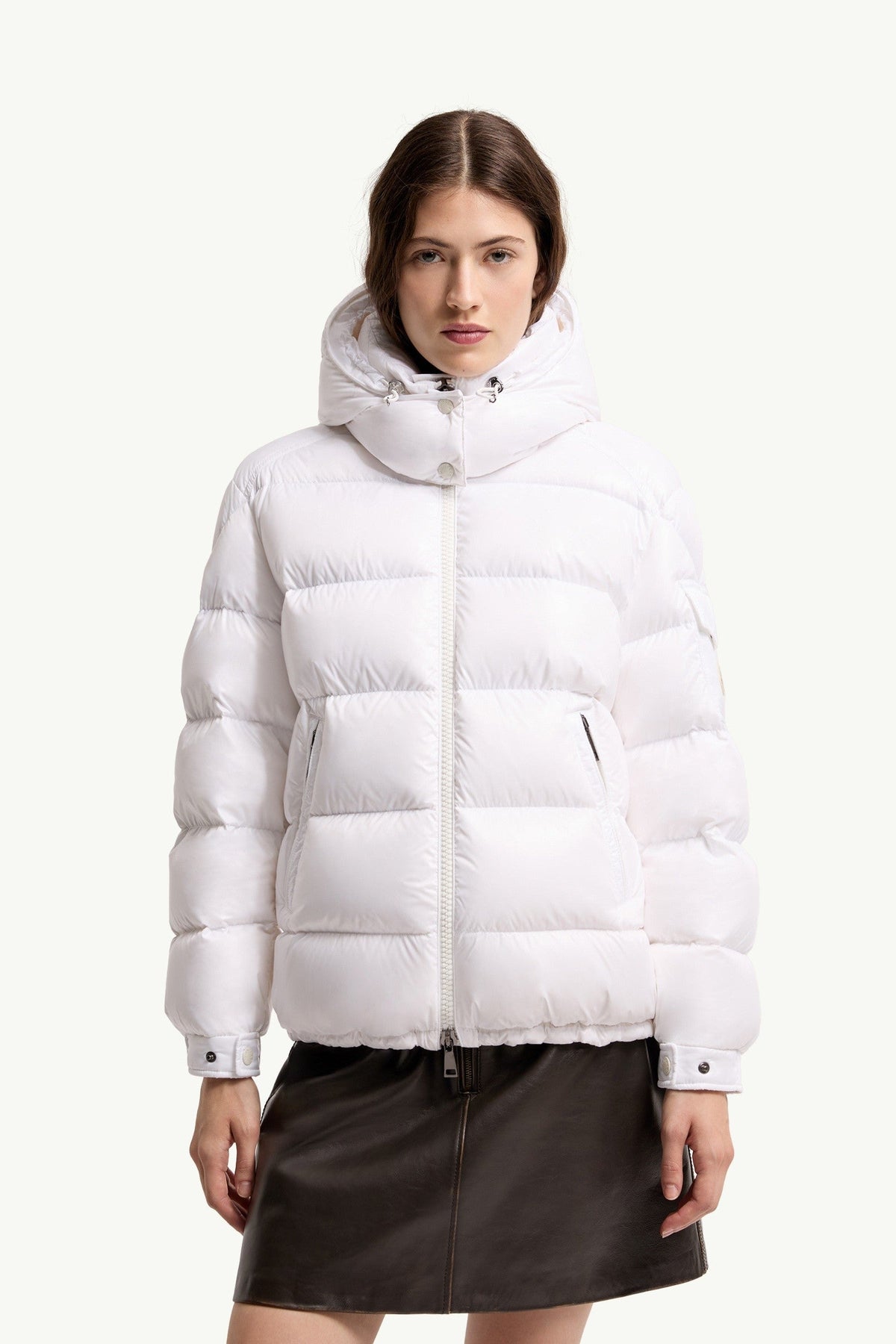 Moncler Maire Blanc Cassé · Doudoune courte à capuche