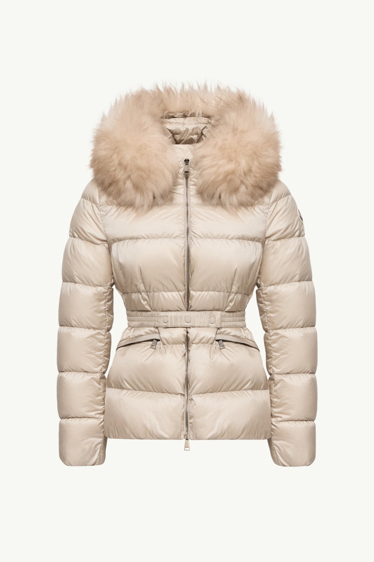 Moncler Boed Beige Clair · Doudoune courte bordée de shearling