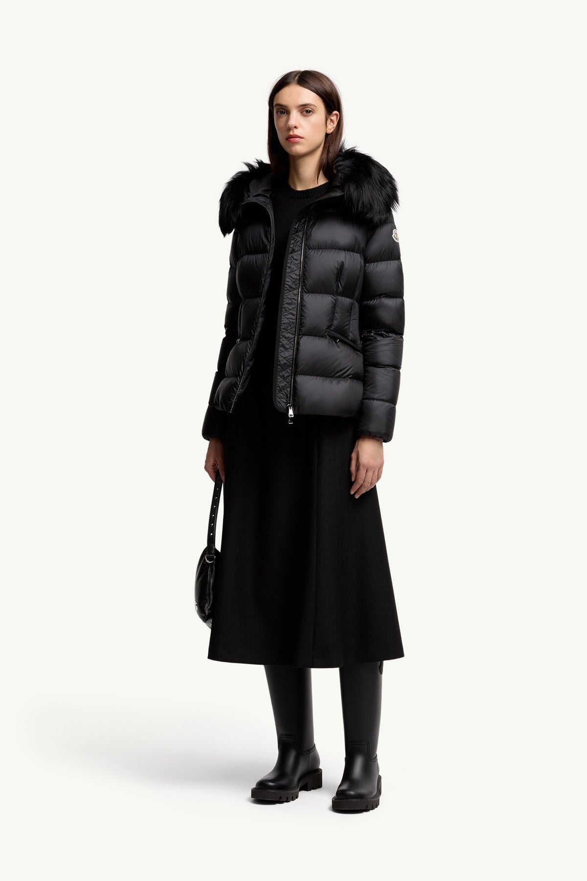 Moncler Boed Noir · Doudoune courte bordée de shearling