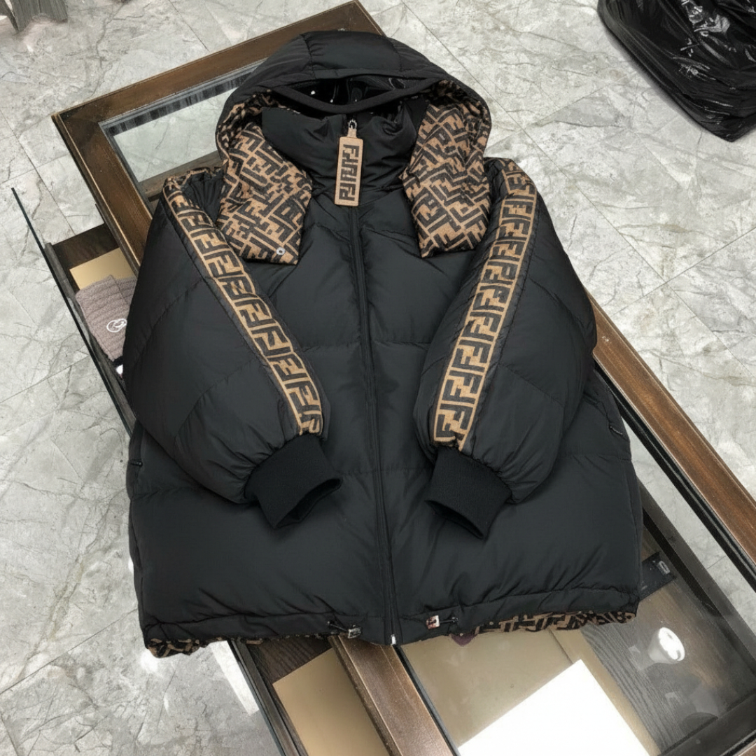 Fendi Réversible Noir et FF · Doudoune