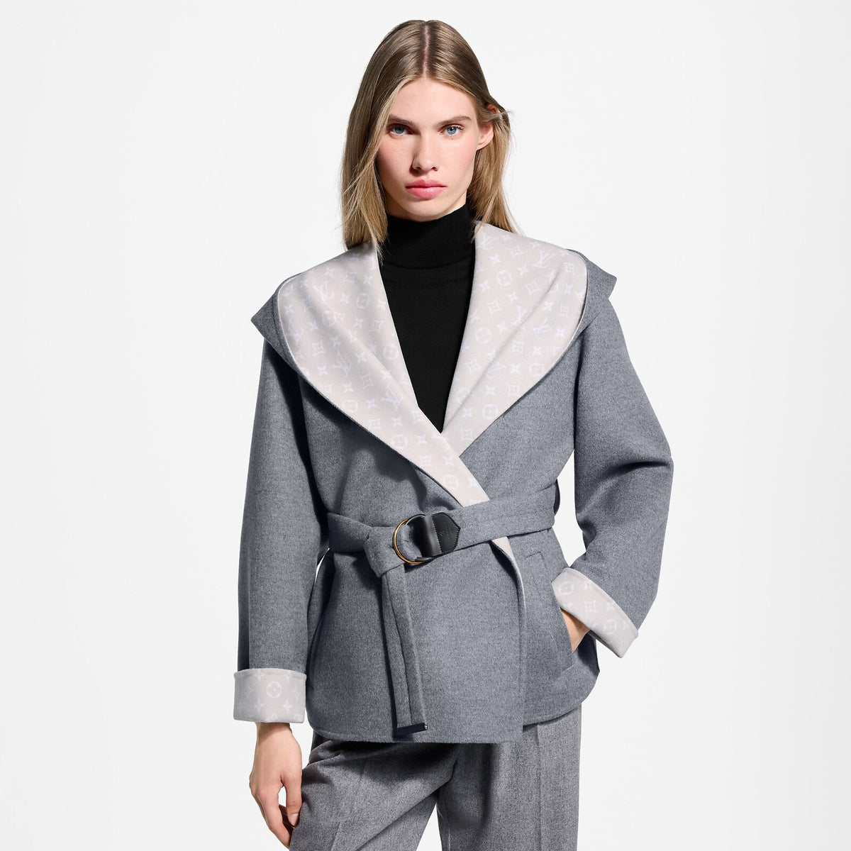 Louis Vuitton Croisé Court Gris Foncé · Manteau à capuche