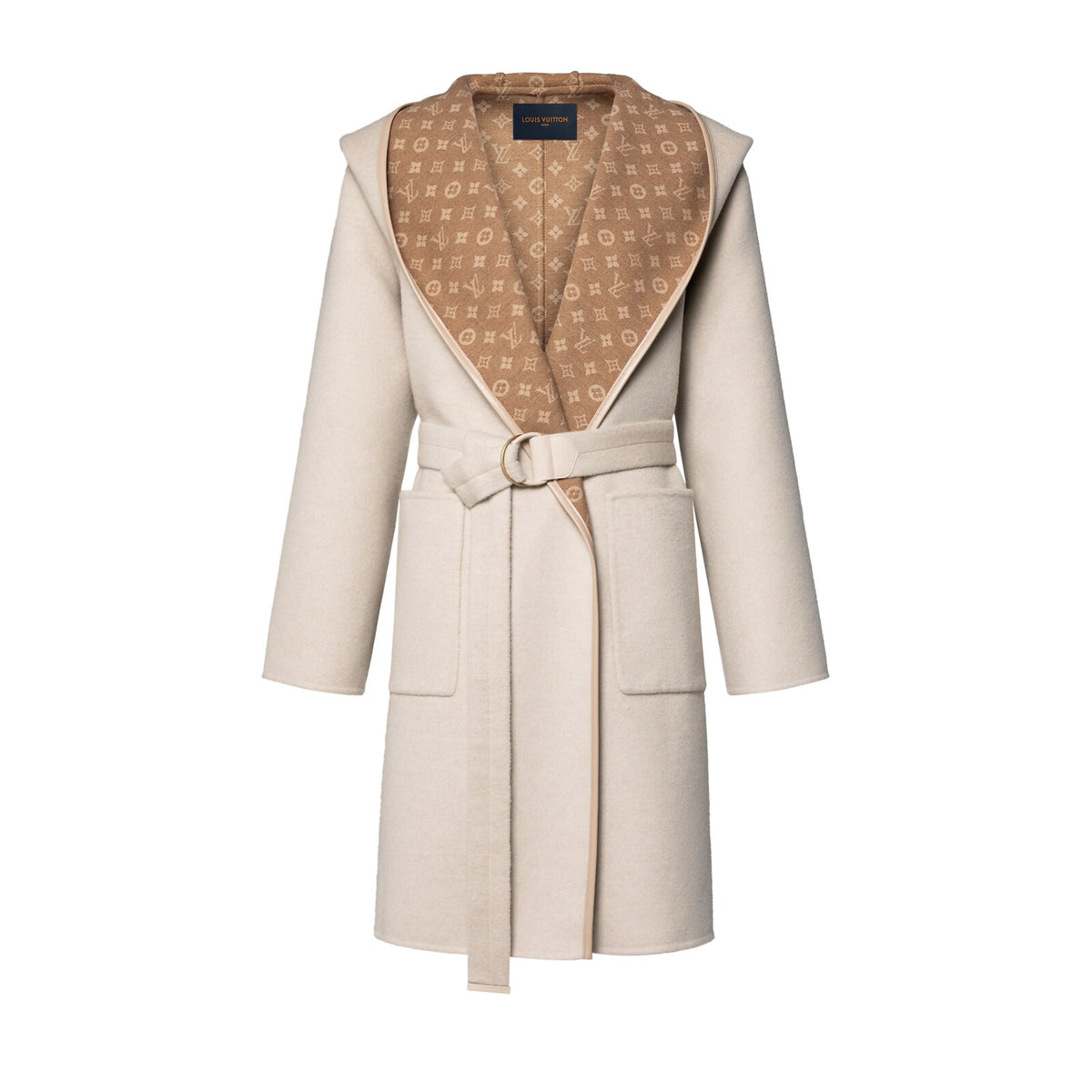Louis Vuitton Croisé Réversible Crème et Camel · Manteau à capuche
