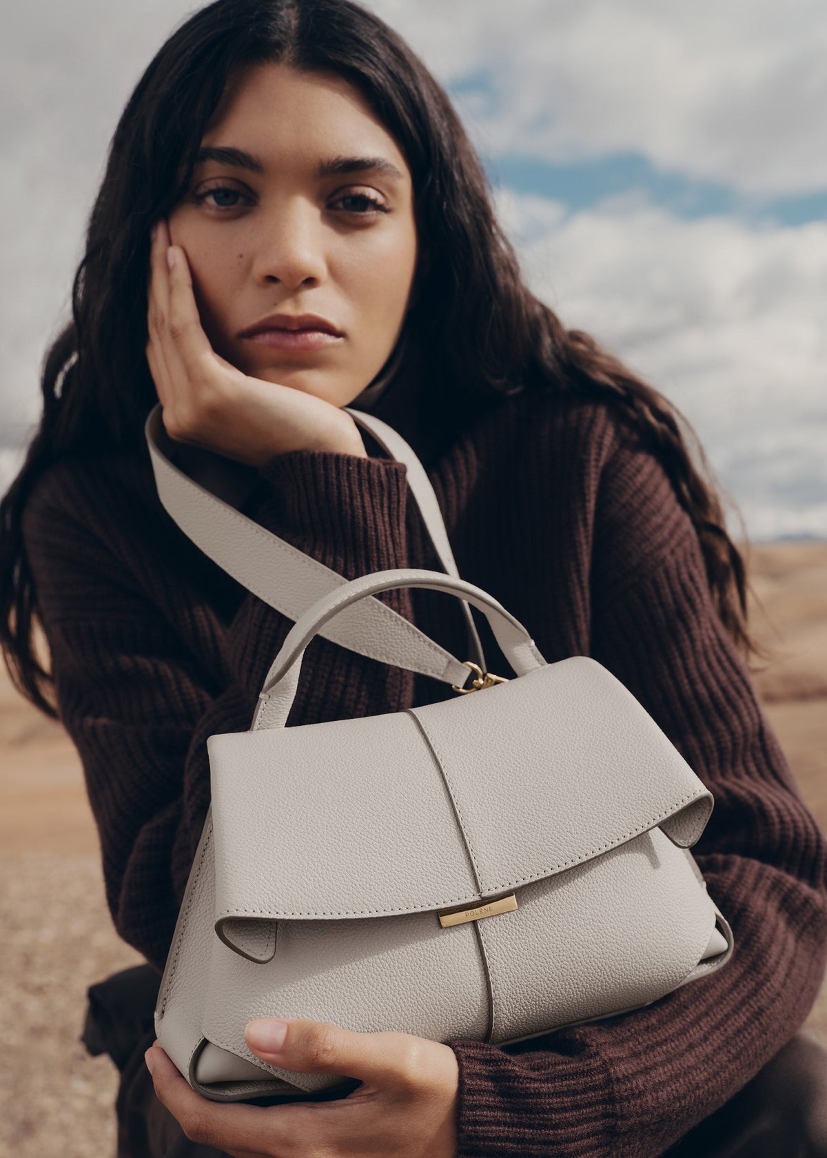 Polène Bag Mokki Mini Grained Chalk