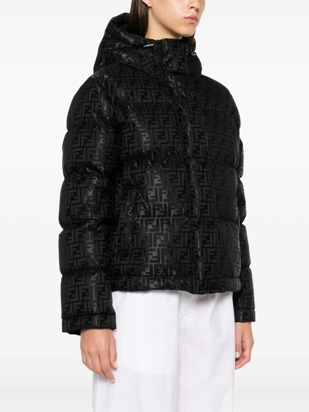 Fendi FF Noir · Doudoune courte à capuche