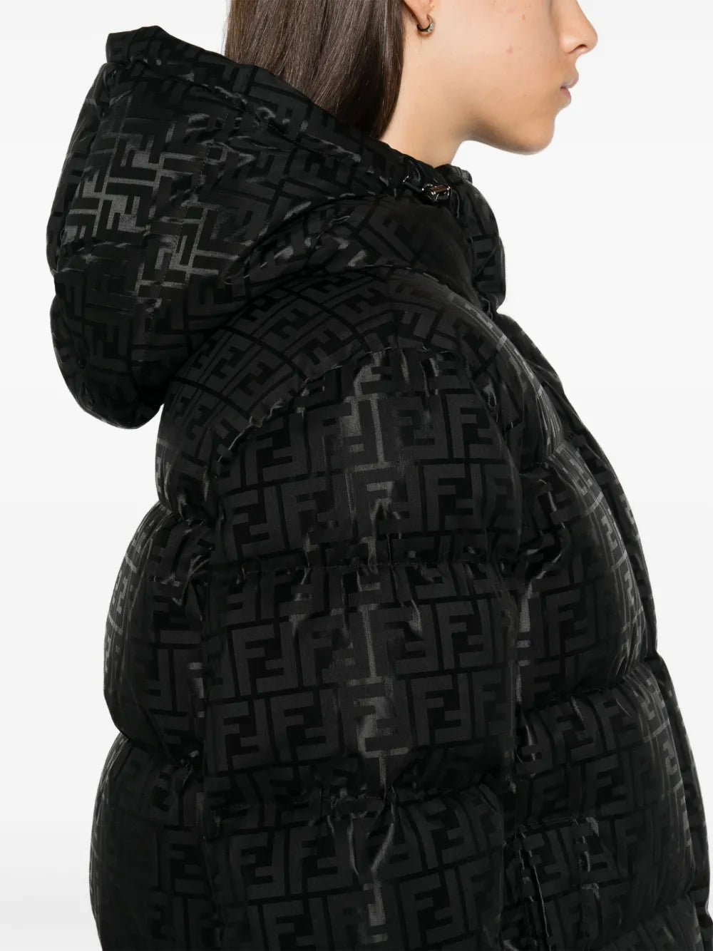 Fendi FF Noir · Doudoune courte à capuche