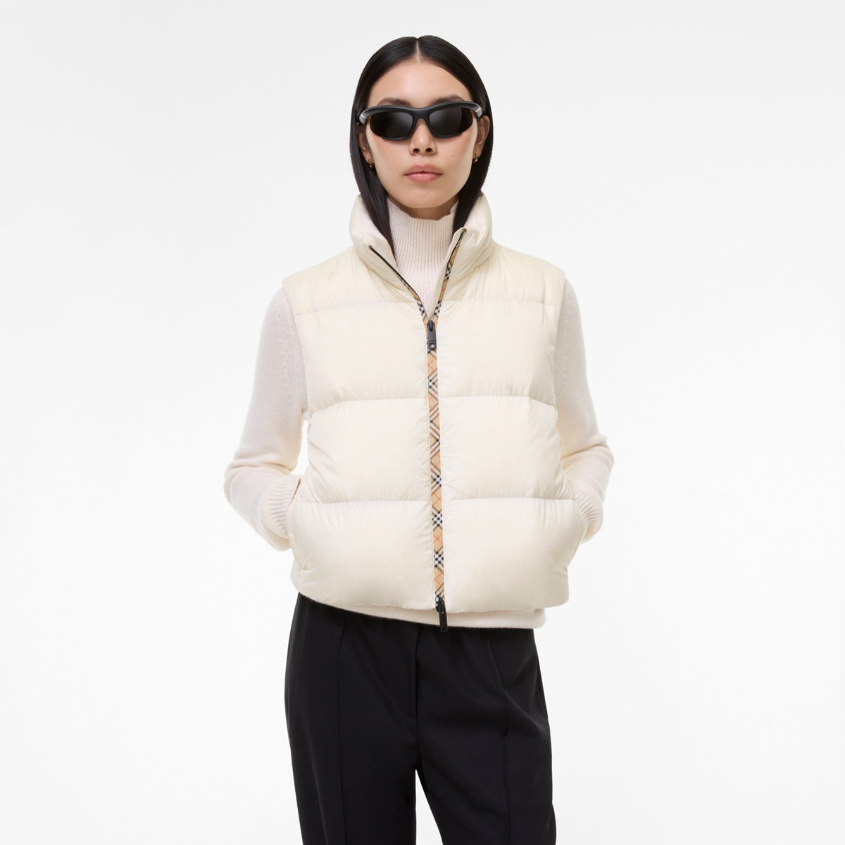 Burberry Langdale Blanc · Doudoune à manches amovibles