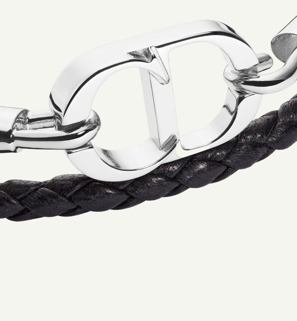 Dior - Bracelet double tour cuir CD noir