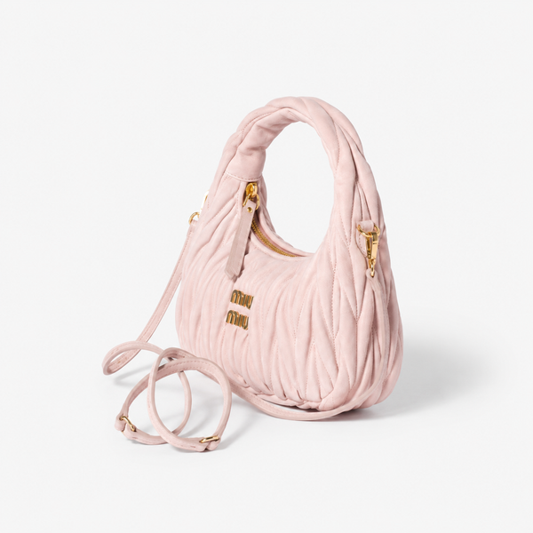 MiuMiu Mini Wander Bag in Powder Blue Quilted Velvet