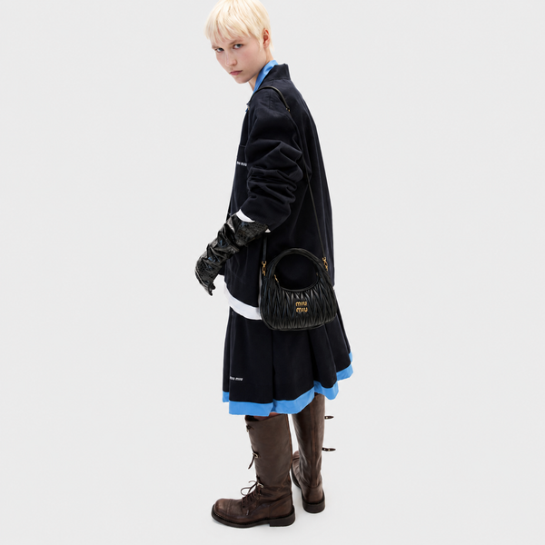 MiuMiu Wander Hobo Bag in Black Quilted Nappa Leather