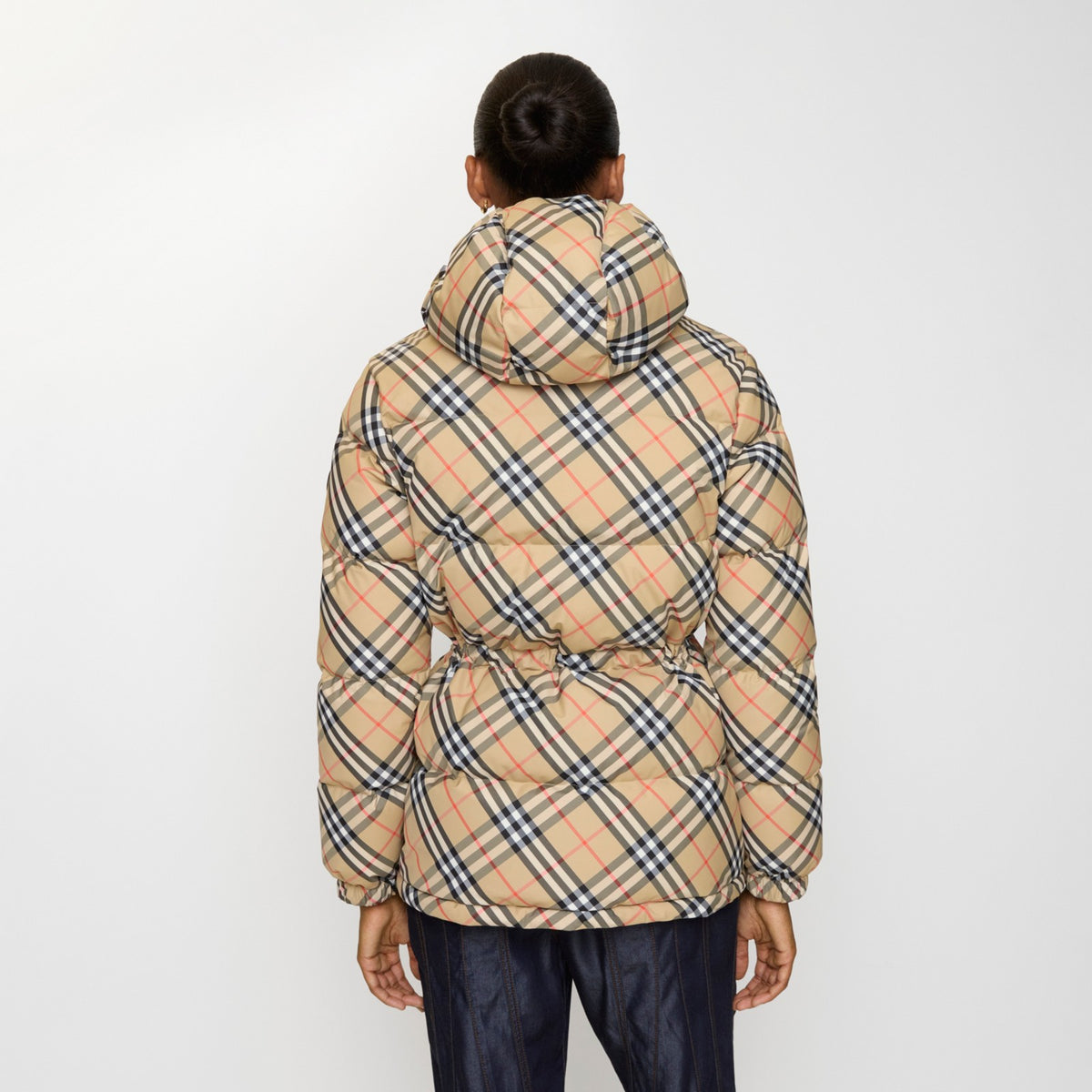 Burberry Check Nylon Sable · Doudoune à capuche