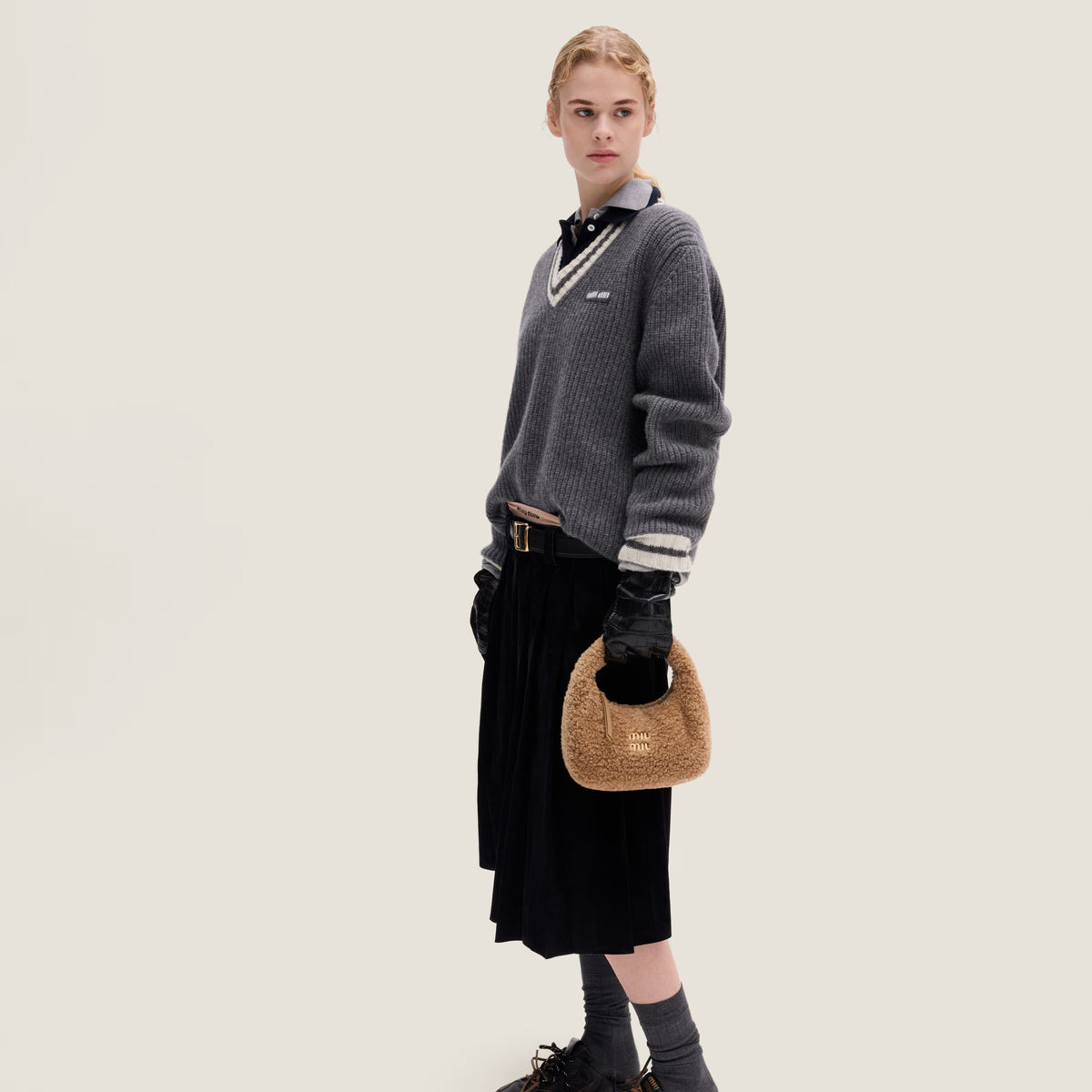 MiuMiu Wander Shearling Bag Green