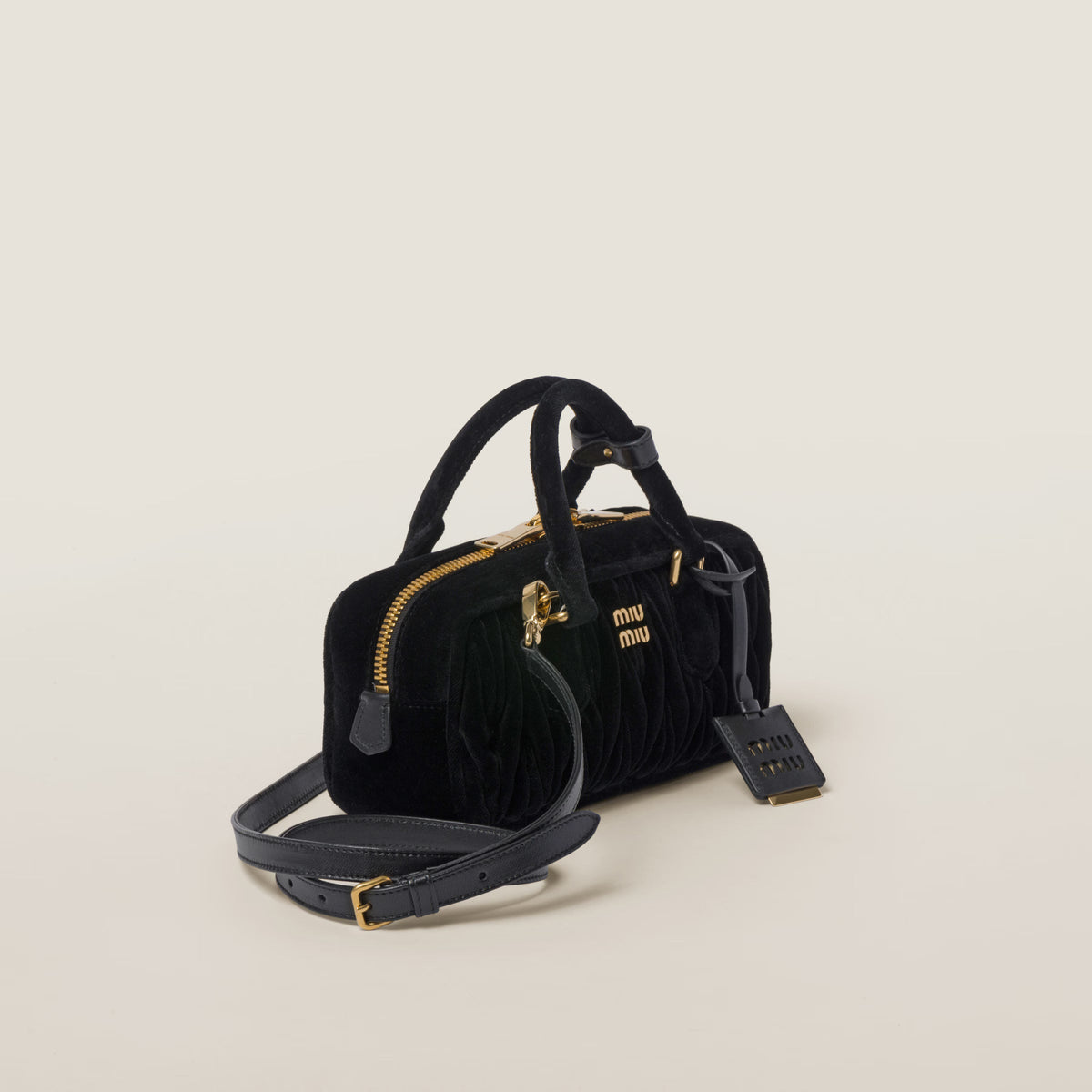 MiuMiu Arcadie Bag in Black Quilted Velvet