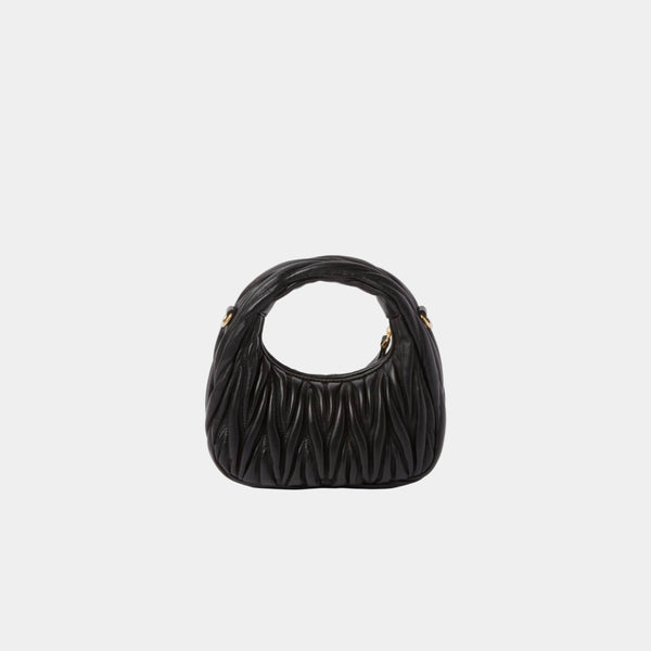 MiuMiu Wander Mini Hobo Bag in Black Quilted Nappa