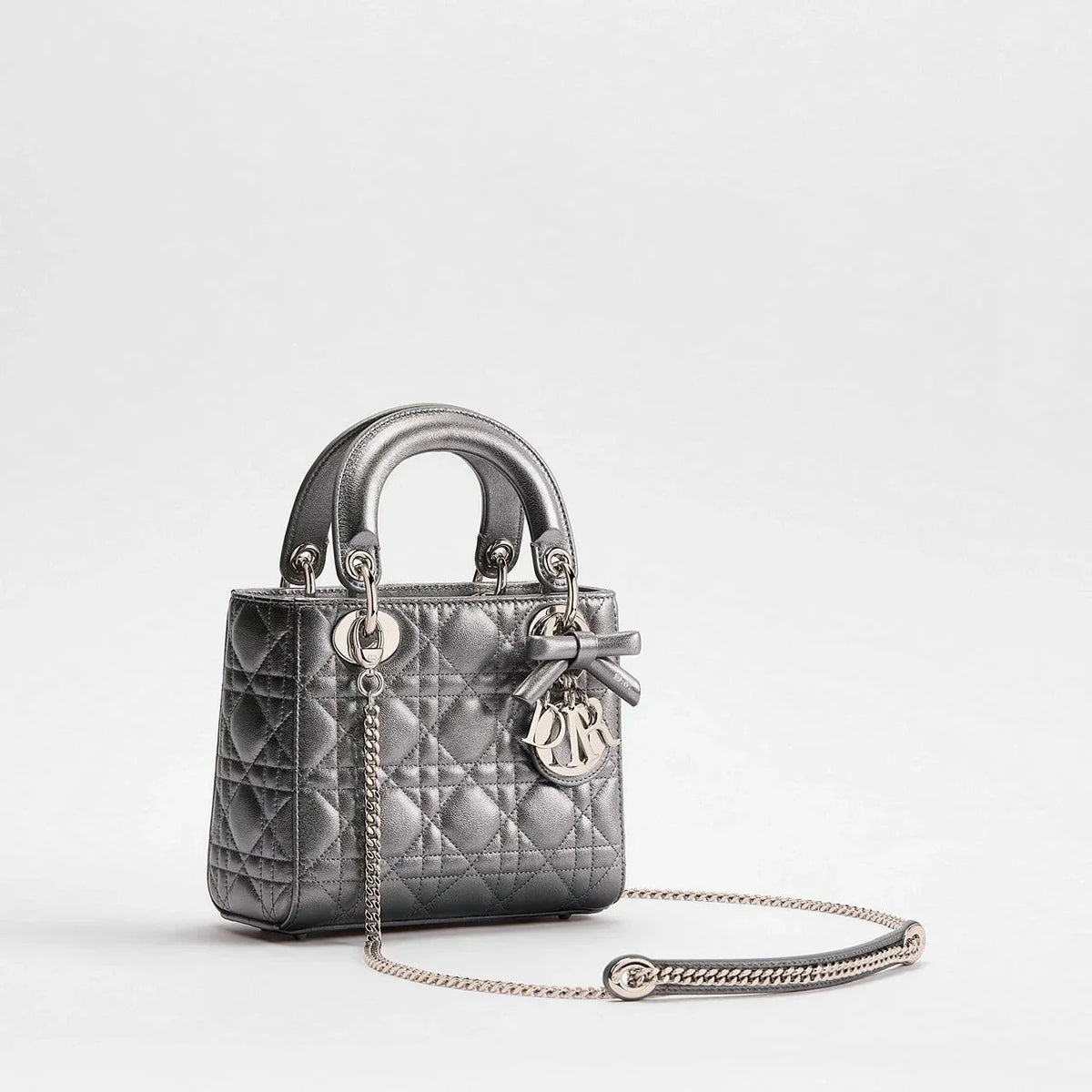 Dior Lady Mini Chain Bag Silver