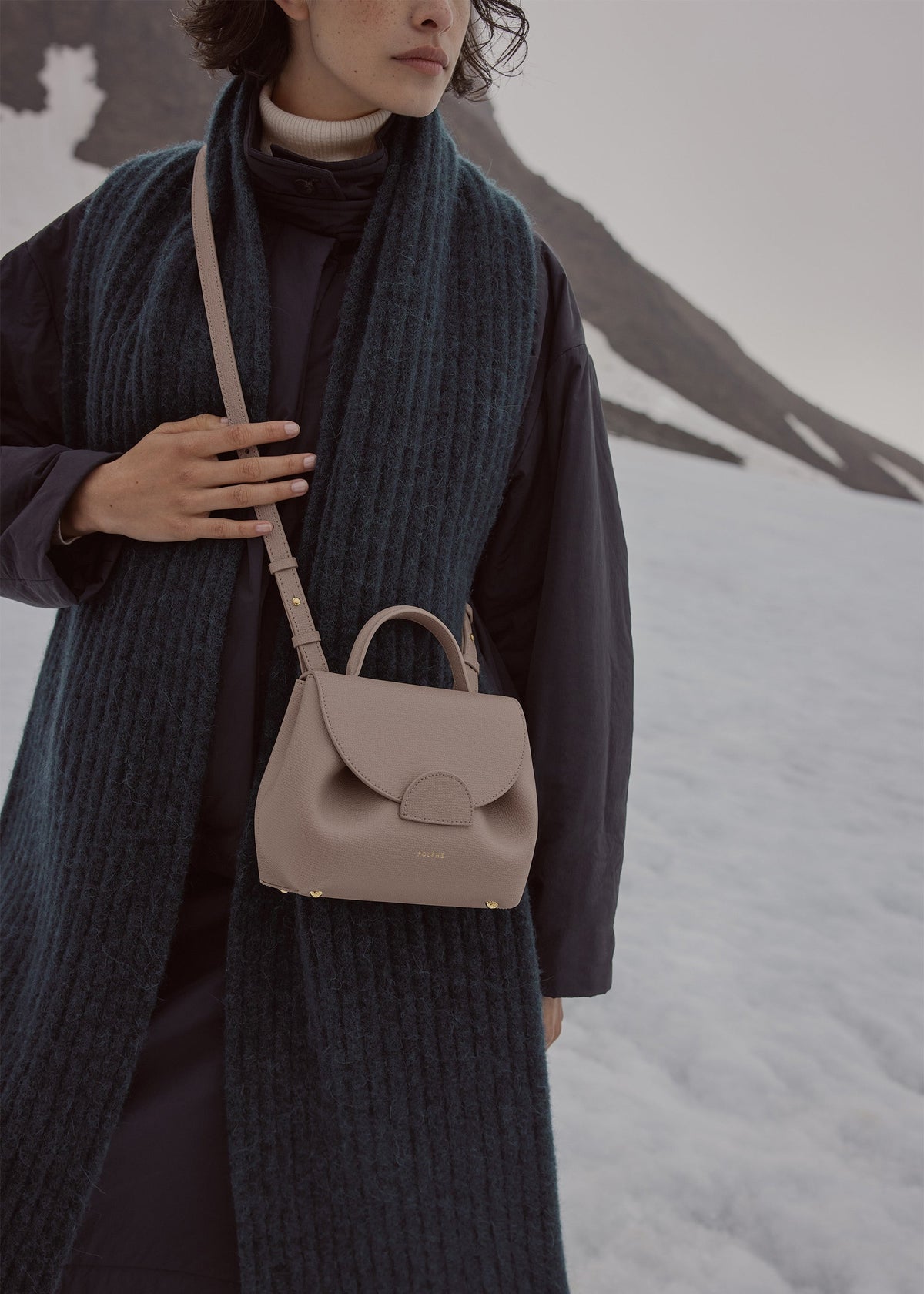 Polène Bag Numéro Un Nano Grained Taupe