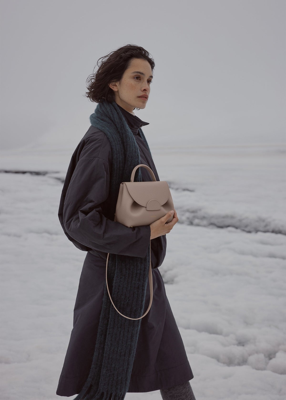 Polène Bag Numéro Un Nano Grained Taupe