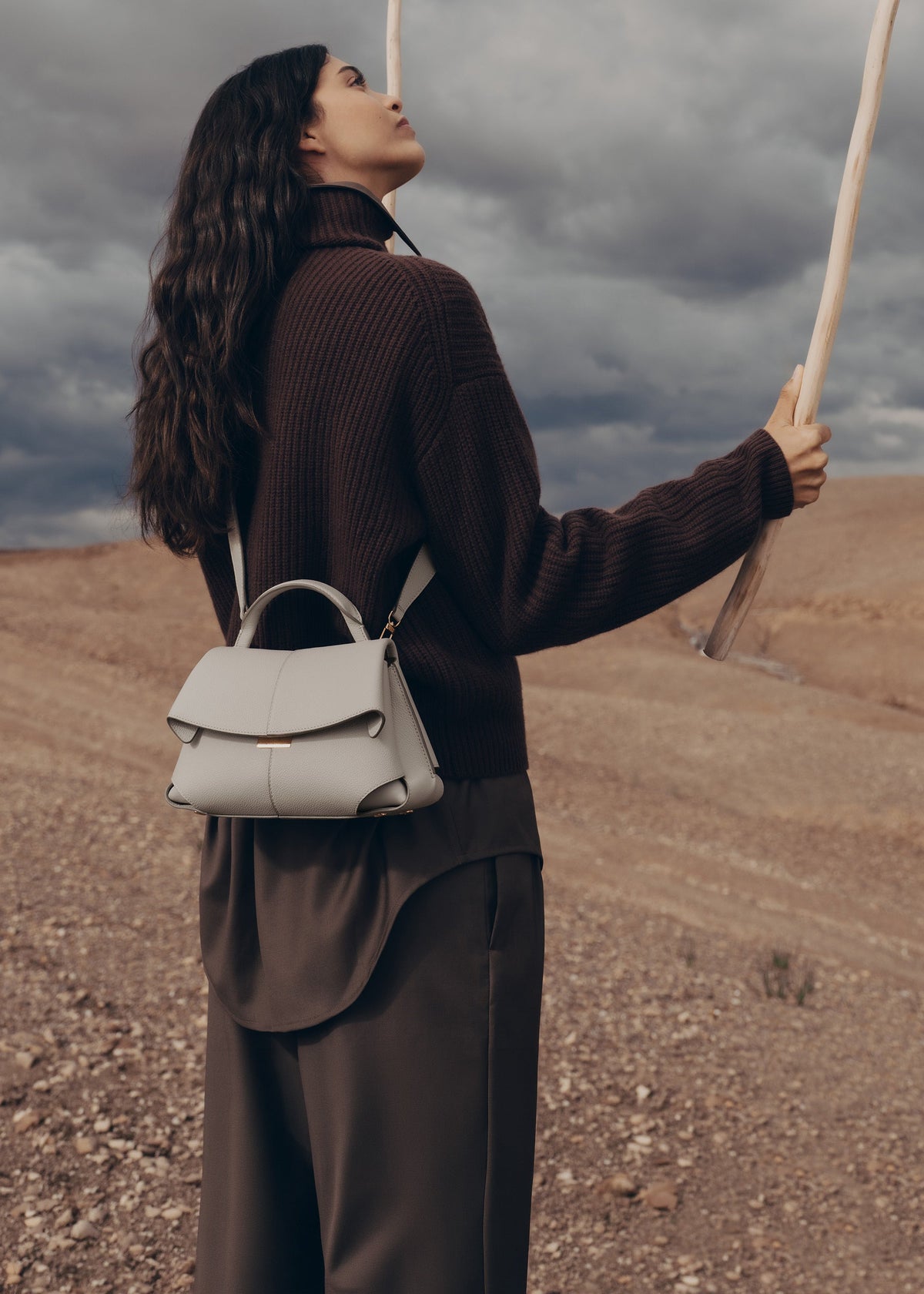 Polène Bag Mokki Mini Grained Chalk
