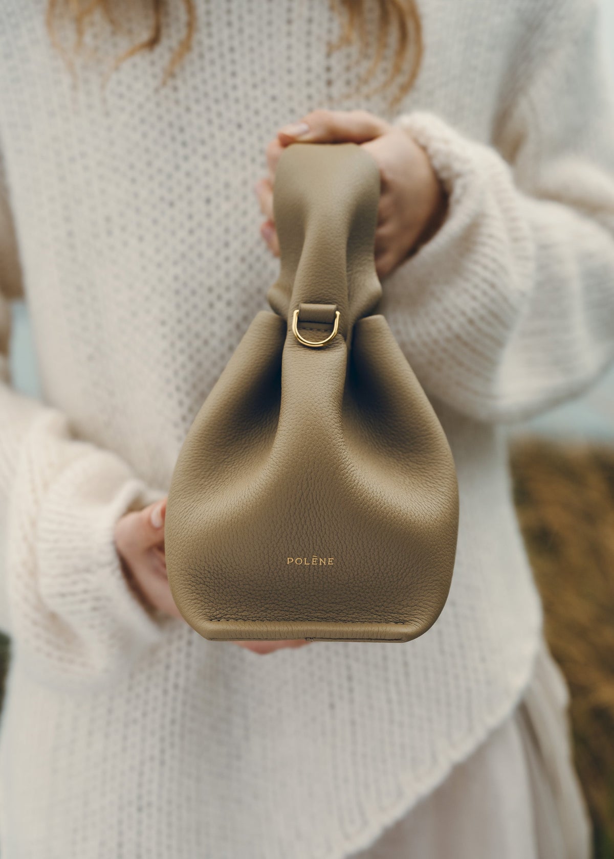 Polène Bag Numéro Neuf Mini Grained Smoked Olive
