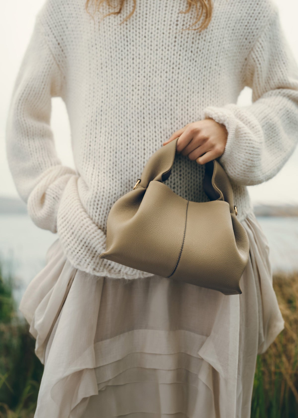 Polène Bag Numéro Neuf Mini Grained Smoked Olive