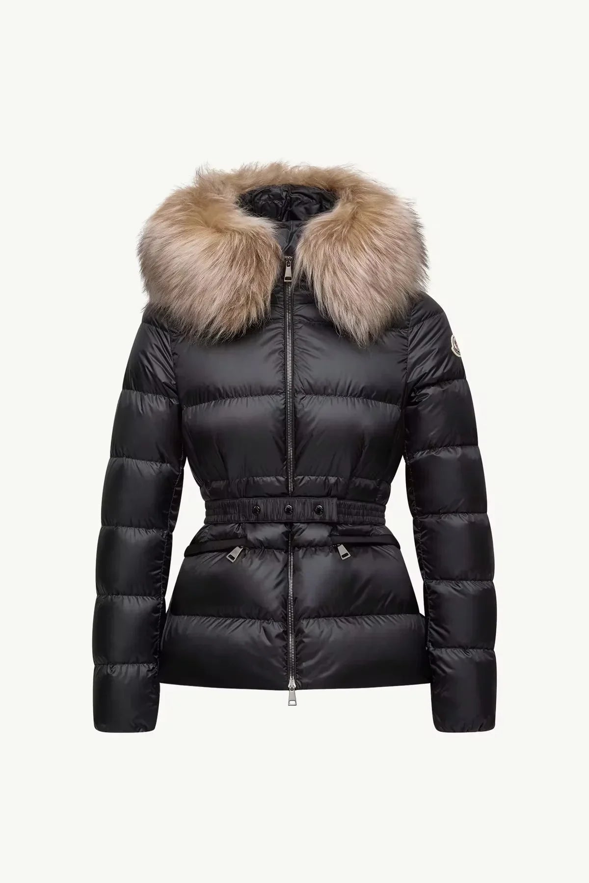 Moncler Boed Noir et Beige · Doudoune courte bordée de shearling
