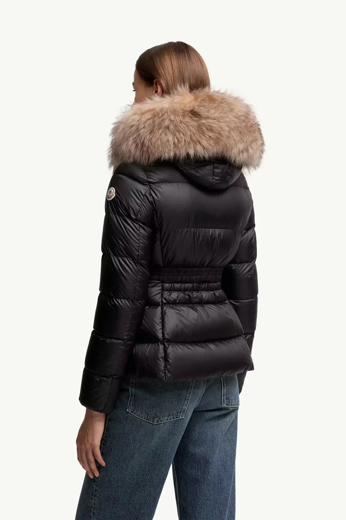Moncler Boed Noir et Beige · Doudoune courte bordée de shearling