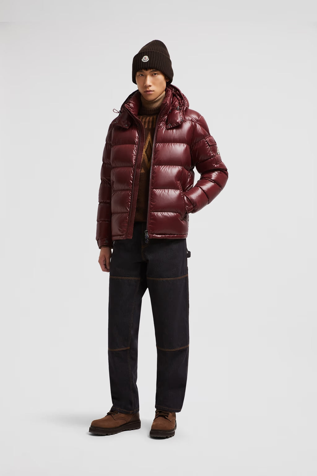 Moncler Maya Bordeaux · Doudoune courte à capuche
