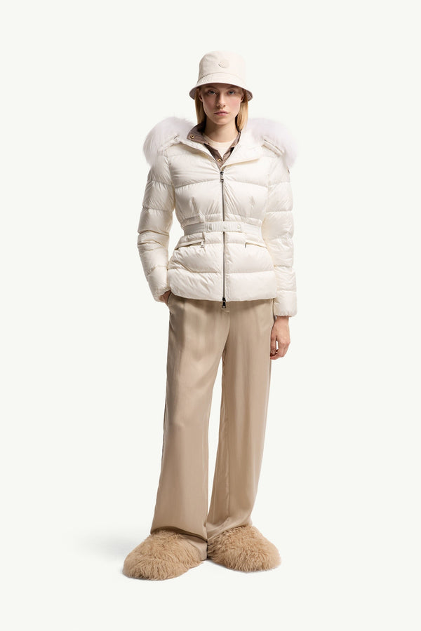 Moncler Boed Blanc · Doudoune courte bordée de shearling