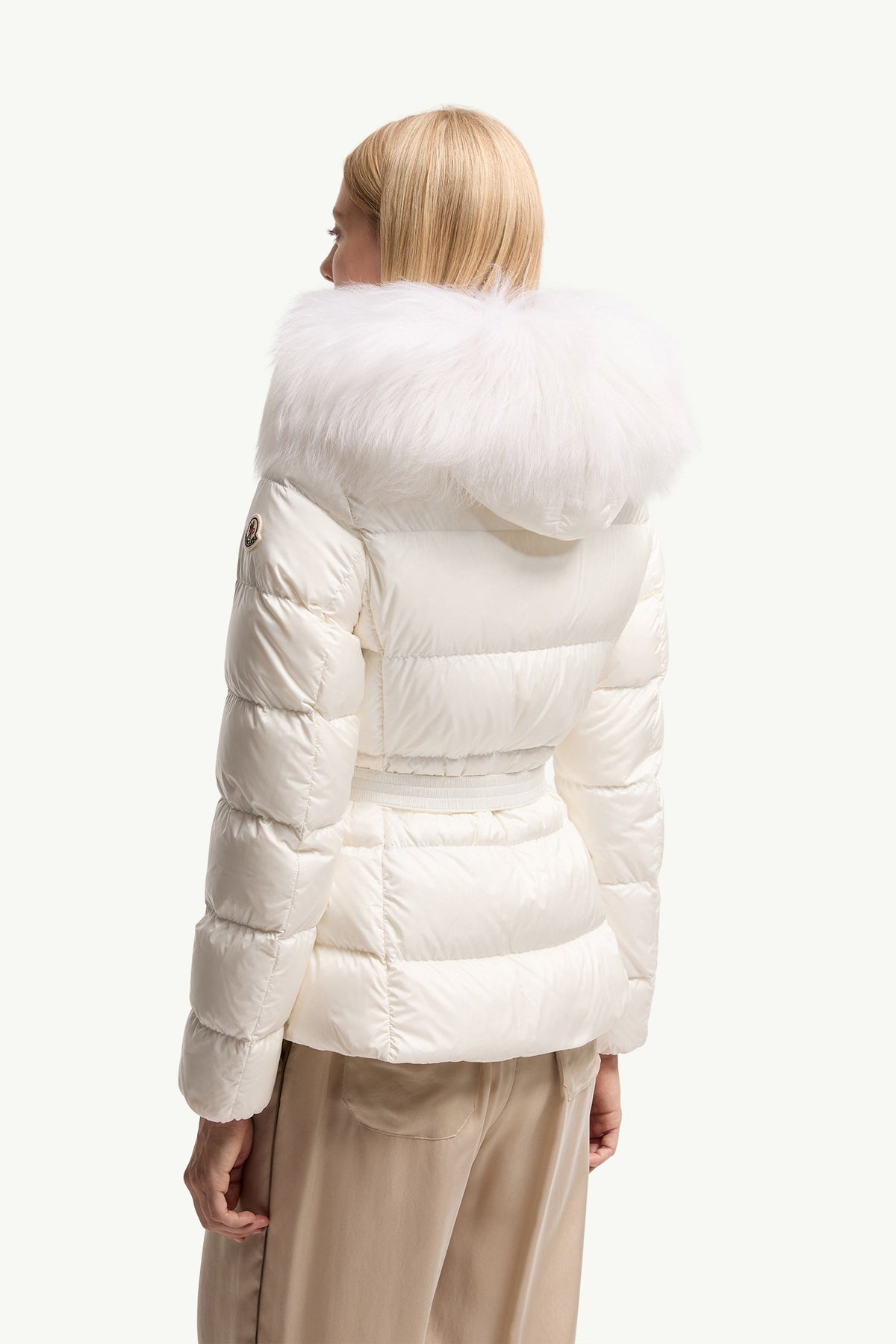 Moncler Boed Blanc · Doudoune courte bordée de shearling