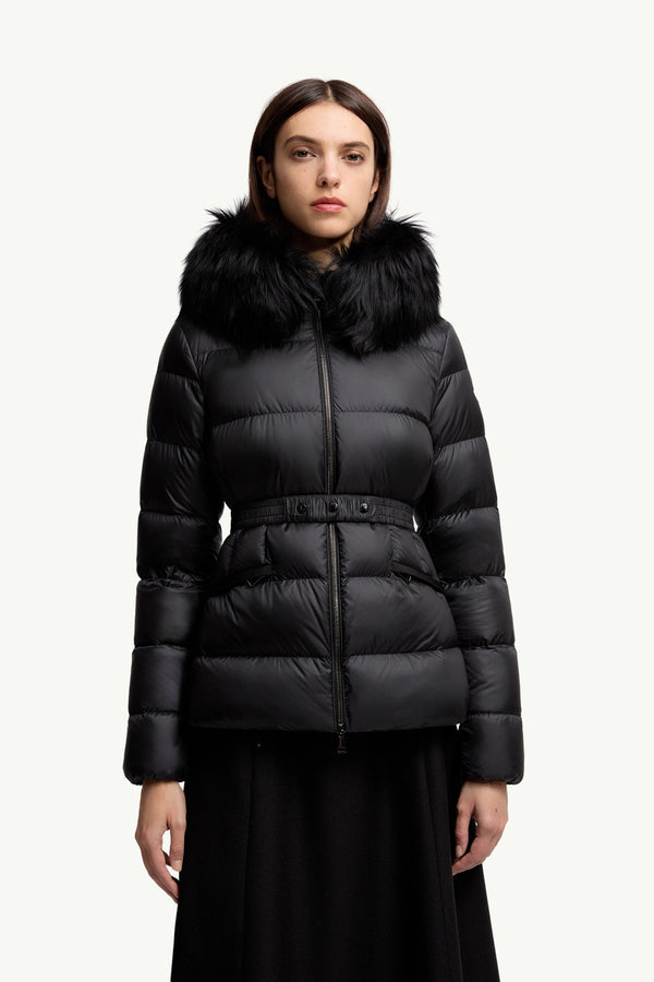 Moncler Boed Noir · Doudoune courte bordée de shearling