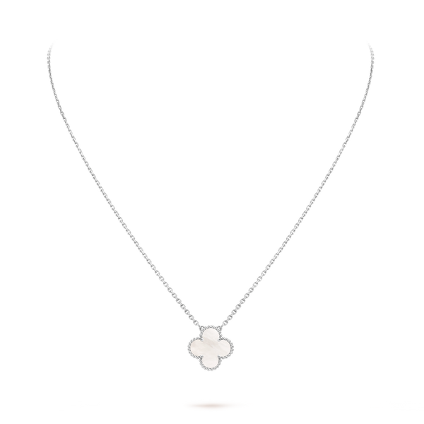 Van Cleef Collier Vintage Alhambra Or Blanc Nacre Blanche