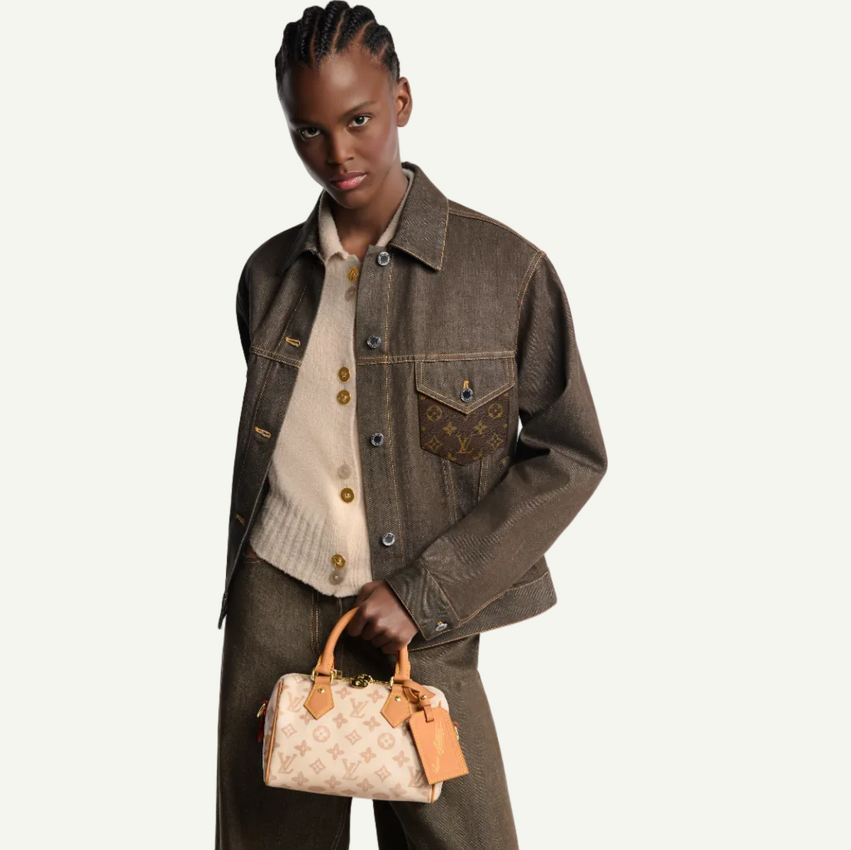 LV Speedy Bandouliere 20 Beige Bag
