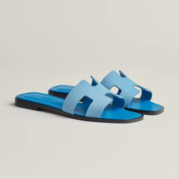 Hermes Sandals Blue Cameo