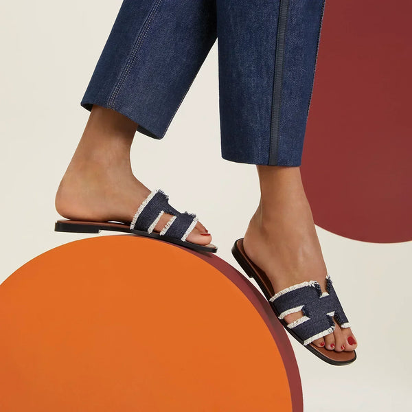 Hermes Sandals Raw Blue