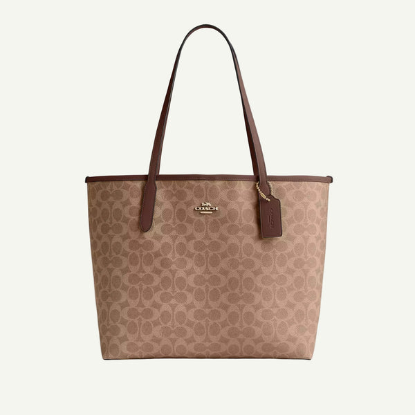 Coach City Tote Bag Brown Canvas